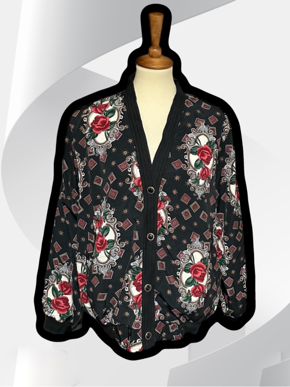 🌈 Amazing Black Floral Double Sided Cardigan